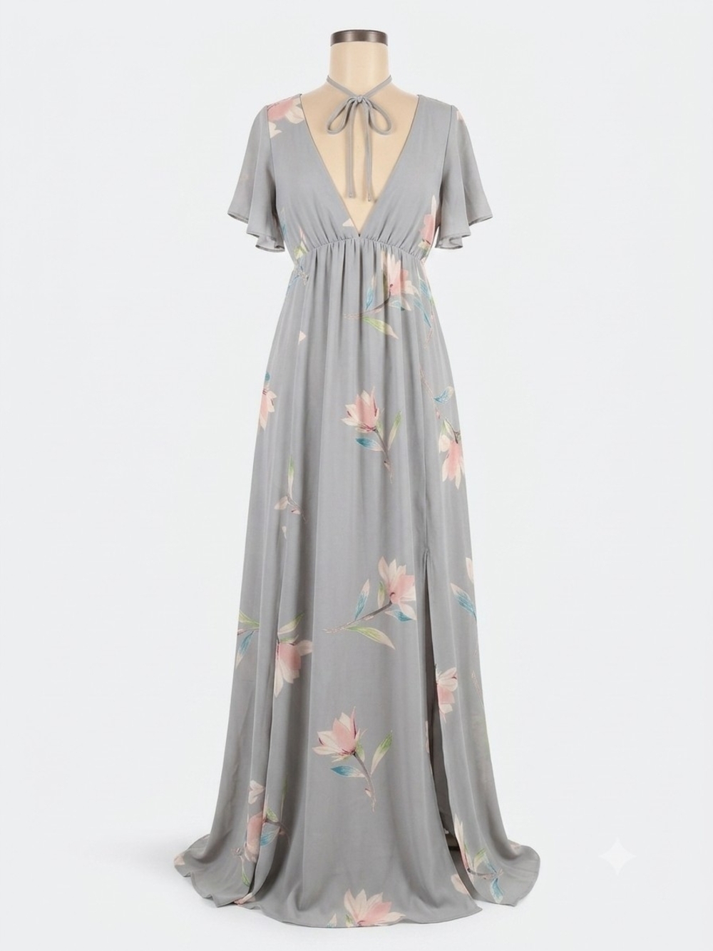 Show Me Your MuMu Gray Floral Maxi Dress Size M